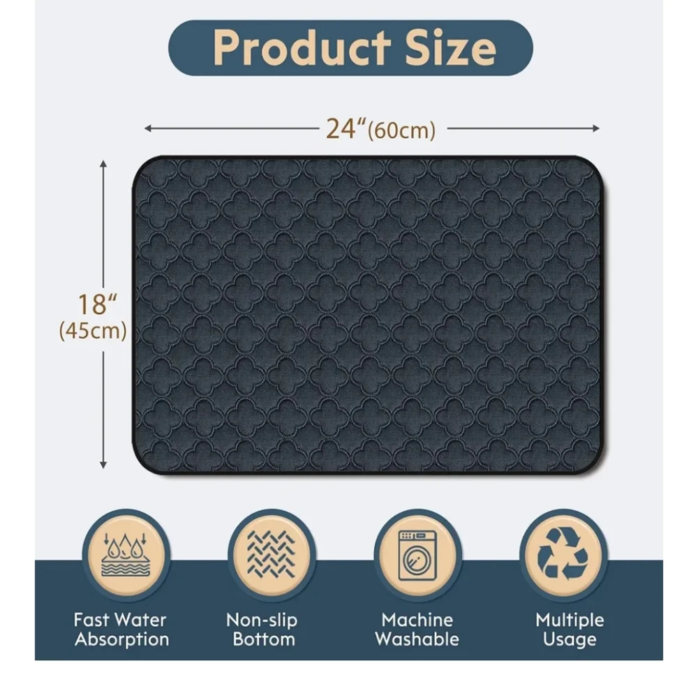 4 PACK 18X24 Washable Dog Pee Pads - Dark Gray